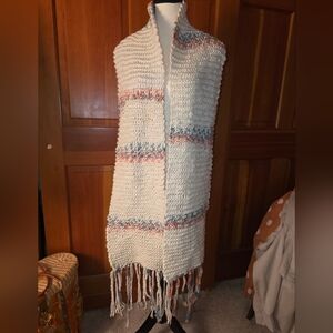 Handmade Cozy Knit Fringe Scarf Extra Long